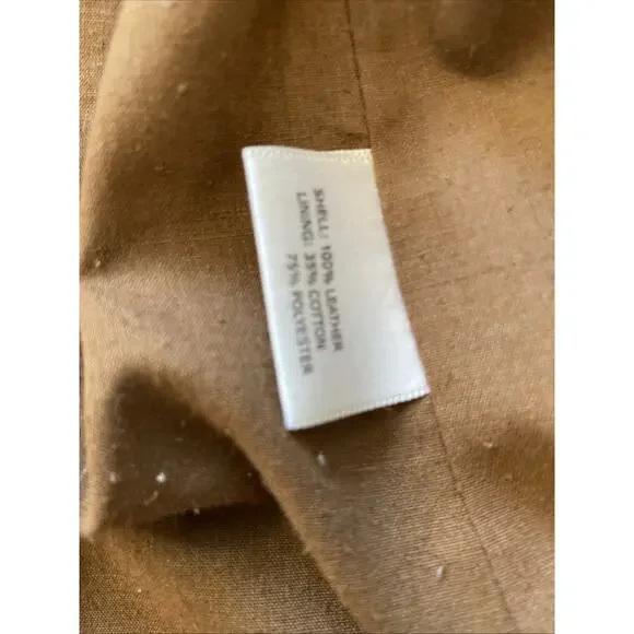 Y2K Vintage Moto Jacket Italian Leather Zip Brown SR Clothing Womens L READ - Picture 14 of 16